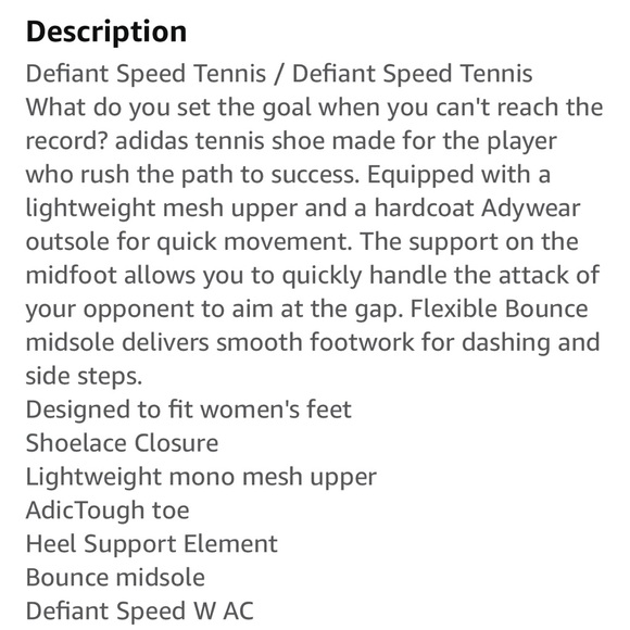 Adidas LTE00 Women’s Bounce Defiant Speed Tennis Shoes 9.5 - Picture 12 of 12